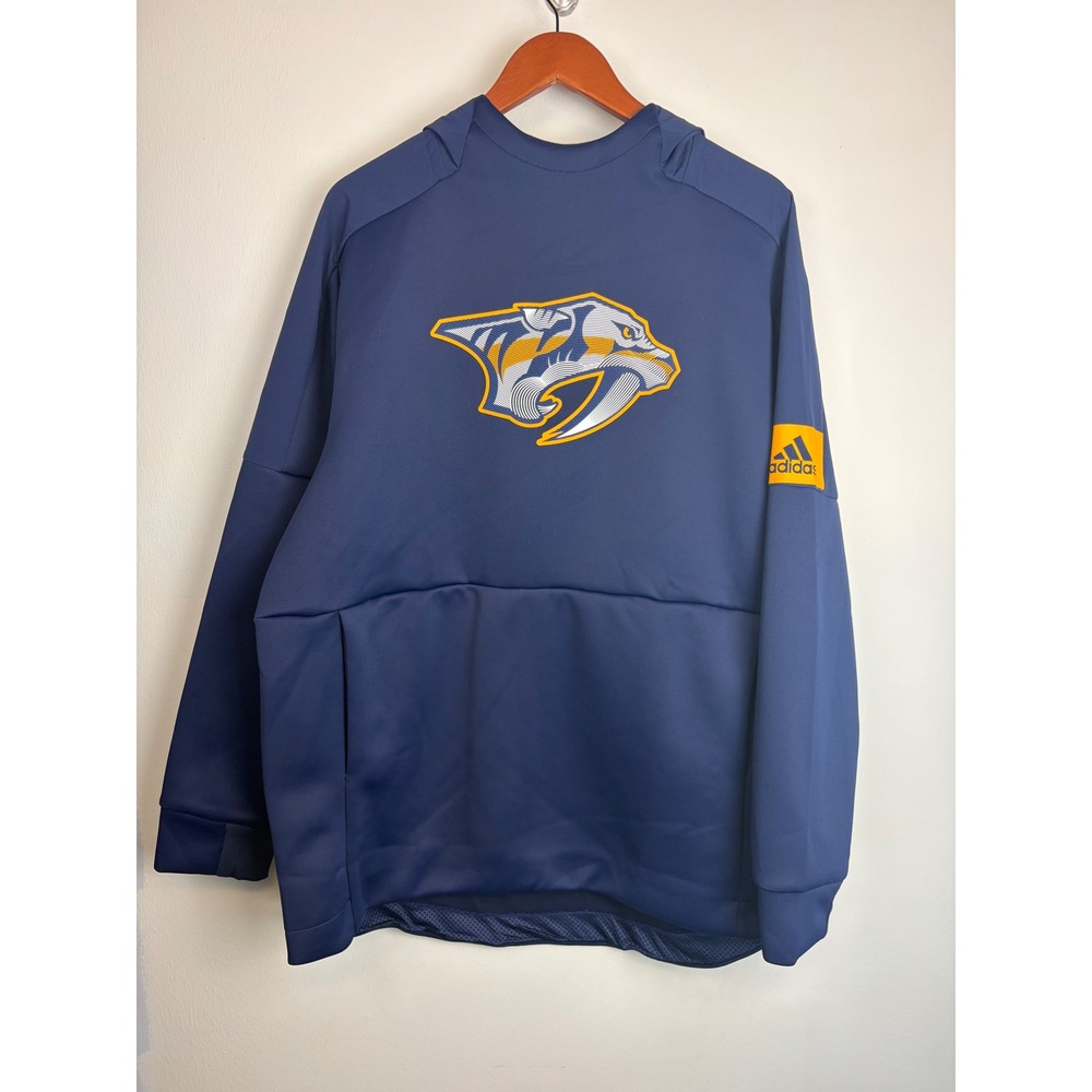 NEW Adidas Nashville Predators Hoodie XL Navy Blue NHL Hockey Pullover Game Mode